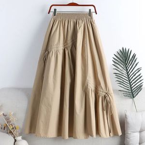 High Waist A-Line Kids Summer Casual Swing <strong>Skirt</strong> Cross-Border New Arrival Slimming Irregular Strap Mid-Length Plain Dyed - Product Image 3