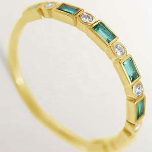 <b>Custom</b> Vintage Women's Wedding 18K Gold Plated Vermeil 925 Sterling Silver Buaguette Cubic Zirconia Certified <b>Rings</b> - Product Image 3