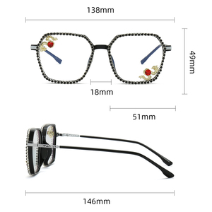 2025 mới nhất Vòng chống ánh sáng màu xanh sang trọng kim cương kính bán buôn nhà sản xuất phụ nữ Kính mắt Frames - Product Image 3