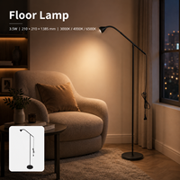 Lámpara de Pie con Base Redonda y Flexible, 3.5W, 3 Temperaturas de Color, para Dormitorio, Sala de Estar, Lectura