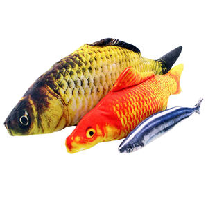 Juguete masticable ecológico de algodón para gatos, simulación 3D de pez de peluche con hierba gatera, divertido gatito, carpa Arowana, caballa, Lucio, bolsa para juego diario - Product Image 1
