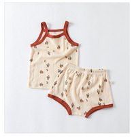 Ensemble de vêtements d'été unisexe pour bébés et enfants Vêtements sans manches pour nouveau-nés en coton Ensemble deux pièces pour nouveau-nés