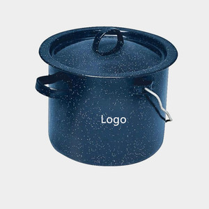 14cm Enamelware Kitchen Outdoor Camping Picnic Custom logo Printed Blue Speckled Enamel Ware Glaze <strong>Billy</strong> <strong>Can</strong> Pot with Cover - Product Image 5