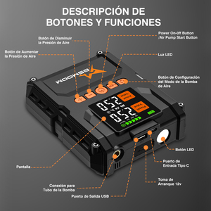 Bomba de Ar Digital Portátil para Pneus de Carro e Moto com Luz LED, Inflador Multifuncional com Proteção Contra Superaquecimento - Product Image 3