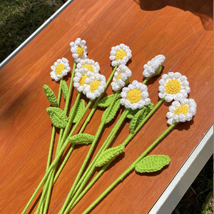 Тканые розы ручной работы Цветы букеты вязаные тюльпаны украшения на День Святого Валентина и День матери Искусственные цветы подарок - Product Image 2