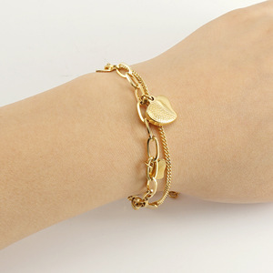 Zogxin Heart Charm Bracelet Gold Double Chain Women Fashion Jewelry Gift - Product Image 2