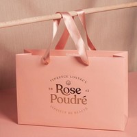 Sacs en papier cartonné personnalisés de haute qualité, sacs cadeaux roses pour vêtements et sous-vêtements, pour les petites entreprises, avec poignée en ruban