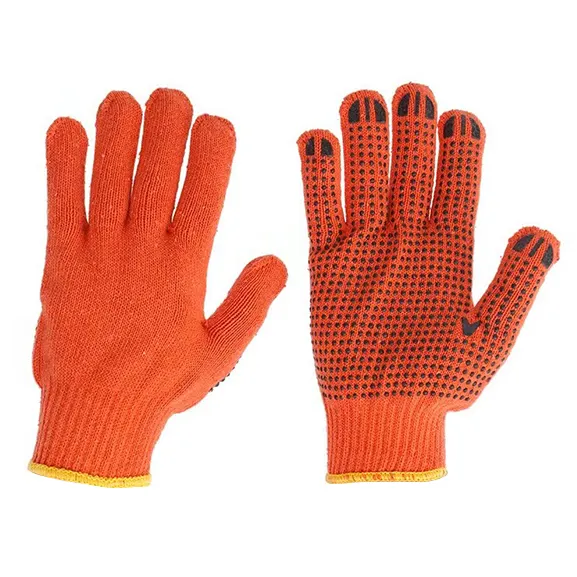 Guantes de puntos de PVC Guantes de algodón naranja Guantes de puntos de PVC de algodón de calibre 10