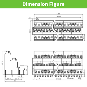Khối Thiết Bị Đầu Cuối Vít Pcb Ba Hàng Đầu Nối Điện 5.08Mm Sân 18A Màu Xanh Lá Cây - Product Image 2
