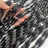 Perles de riz en onyx à 6 faces 8x30MM, pierre naturelle à facettes, pour la fabrication de bijoux, accessoires de vêtements, sacs, chaussures, 13 pièces/brin