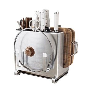 304 Stainless Steel Knife Holder <b>Kitchen</b> Countertop Storage <b>Rack</b> With Cutting Board And Chopstick Organizer Multi Function - Product Image 5