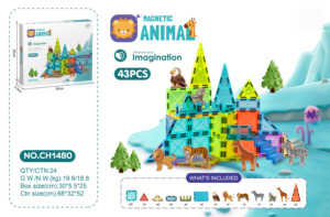 Ensemble <span class=keywords><strong>de</strong></span> <span class=keywords><strong>construction</strong></span> <span class=keywords><strong>magnétique</strong></span> Monde Animalier – Dernière édition – Coffret cadeau pour enfants – Emballage personnalisé avec logo – Vente en gros usine – Haute qualité - Product Image 4