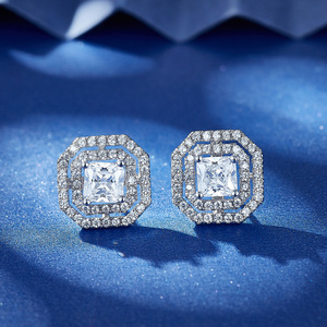Boucles d'oreilles géométriques en zirconium au design rétro Carré de <span class=keywords><strong>métro</strong></span> en laiton unique pour mariage ou cadeau - Product Image 3