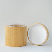 Pot cosmétique en bambou de 500ml avec pots d'emballage de crème en plastique vides à bouchon vissé Conteneur de crème pour le visage