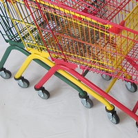 Mini chariot de courses en treillis métallique avec panier et roulettes pivotantes pour supermarché et magasin de détail