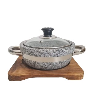 Olla caliente de piedra coreana Natural, platos de sopa de piedra <span class=keywords><strong>Sukiyaki</strong></span> japonesa, ollas para servir con tapa de vidrio - Product Image 4