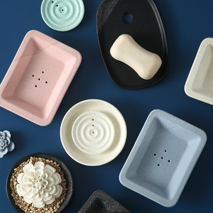 Bathroom Decorative Goodies Vanity Sink <strong>Soap</strong> Holder with Three Drain Holes Cute <strong>Ceramic</strong> Round <strong>Soap</strong> <strong>Dish</strong> - Product Image 3