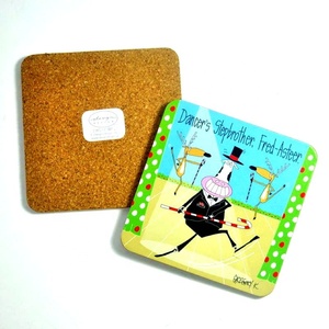 Sous-verre carré Giftway créatif et coloré en panneau de fibres de densité moyenne, papier et liège, design champêtre, écologique et <span class=keywords><strong>isolant</strong></span> thermiquement - Product Image 2