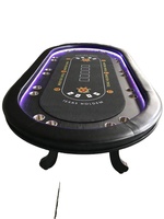 Tables de poker professionnelles de haute qualité, personnalisées, de luxe, 96 pouces, très vendues, avec éclairage LED, pour 10 joueurs