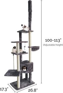 Tigre resistente grattacielo gatto 100 \ "-114 \" altezza regolabile Playtower interattivo per interni gatto giocattolo grigio Sisal pink Post uguale - Product Image 4