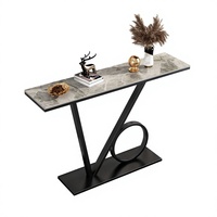 Table d'entrée en quartz de style nordique, console de luxe légère pour hall d'entrée, bureau minimaliste, table d'appoint murale en marbre
