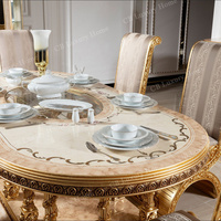 Ensemble de table à manger en bois massif sculpté, design turc personnalisé, antique, durable, table à manger réglable, meubles