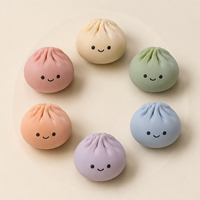 Jouet Squishy Personnalisé Pastel Bao Bun, Jouet Anti-stress Souriant en Forme de Dumpling pour Bureau, Cadeau Promotionnel d'Anniversaire