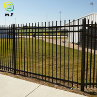 Valla de seguridad personalizada, jardín moderno, con recubrimiento de polvo, hierro, parte superior plana, vallas de acero galvanizado para casas