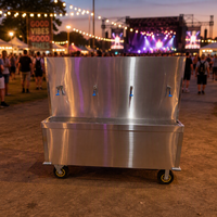 Station d'hydratation mobile en acier inoxydable, distributeur d'eau portable pour événements en plein air, chariot avec roues et robinets multiples