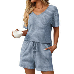 Conjuntos de Pantalones Cortos Casuales de Color Sólido Tallas S-XL para Mujer, Elegante Traje de Dos Piezas de Verano para Mujer, Conjunto Completo de Ropa Femenina - Product Image 3
