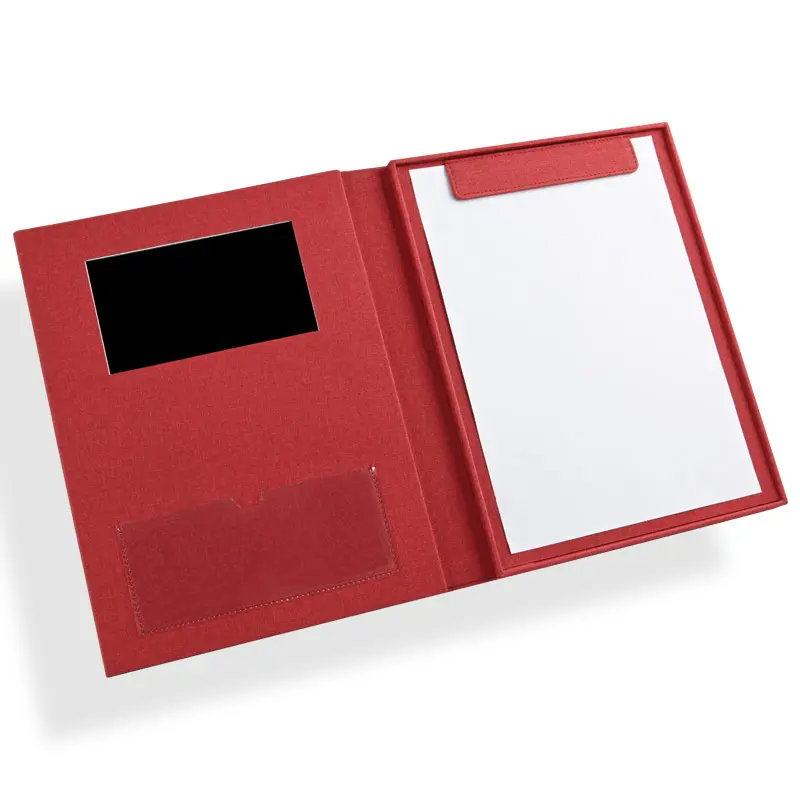 2024 nuovo prodotto 7 pollici LCD MP4 Player File Folder Luxury Leather Document Agenda cartelle A4 personalizzate con Logo