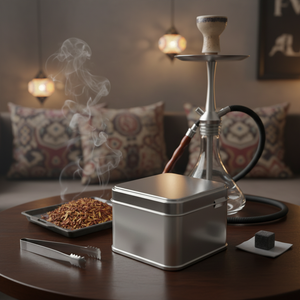 Kontensan L500 Metal <b>Hookah</b> Tobacco Container 250 ml 75x75x66mm Hinged Lid Turkey - Product Image 3