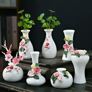 Vaso de flores de cerâmica para pimentão de mão, mini floreta hidropônica com garrafa de aromaterapia seca, peça de hai