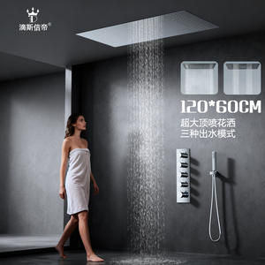 Ensemble de douche en acier inoxydable dissimulé avec pomme de douche thermostatique à effet pluie pour la maison ou l'appartement, douche de baignoire à baldaquin - Product Image 1