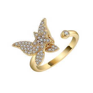 <span class=keywords><strong>Anello</strong></span> Rotante con Zirconi Opachi alla Moda, Apertura Regolabile, <span class=keywords><strong>Anello</strong></span> Anti-Ansia con Farfalla Rotante per Ragazze - Product Image 5