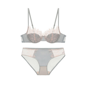 Satin Floral Lace Womens Intimates Lingerie Set Sexy <b>Sheer</b> Mesh Underwire Push-up <b>Bra</b> and Panty Set Elegant Underwear Set - Product Image 5