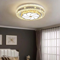 Lámpara de Techo de Cristal Contemporánea con Flores, Redonda, LED, K9, con Control Remoto, para Dormitorio y Cocina