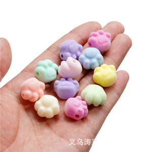 Cuentas flocadas con forma de pata de gato, pequeñas, con orificio abierto, accesorios de joyería DIY para cadena de teléfono, pulsera, colgante, material. - Product Image 4