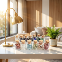 Bouteille à Vœux Personnalisée en Cristal Naturel, Mini Graviers de Pierres Précieuses, Bouteille à Chakra en Verre avec Bouchon en Liège, Vente en Gros