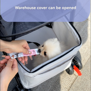 <span class=keywords><strong>Poussette</strong></span> légère et pliable pour animaux de compagnie, lavable, pour petits chiens et chats - Transporteur de voyage portable avec fenêtres en maille et plateau de rangement - Product Image 4
