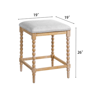 Set di 2 sgabelli da bancone da 26 pollici con struttura in legno massello di acacia e seduta imbottita, sgabelli da bar per cucina - Product Image 5