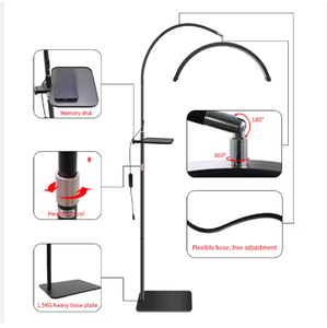 Cou incurvé LED plateau lumineux pour cils traitement de beauté en forme de demi-<span class=keywords><strong>lune</strong></span> manucure tatouage soins de la peau douille E27 lampadaire réglable - Product Image 6