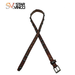 कारखाने प्रत्यक्ष उच्च अंत बहुमुखी गैंडा खोपड़ी पंक हिप हॉप शैली विंटेज वास्तविक चमड़े के बेल्ट पुरुषों के लिए विंटेज वास्तविक चमड़े के बेल्ट - Product Image 4