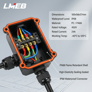 <span class=keywords><strong>Caja</strong></span> de Conexiones LMEB de 2 Vías, Impermeable IP68, PA66, para Exteriores, Subterránea, para Cables Eléctricos y Electrónicos - Product Image 2