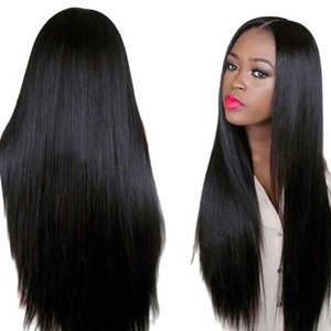 Perruque africaine populaire pour femme, couvrante, noire, longue et droite, avec raie au milieu, naturelle, volumineuse, pouvant être permanentée et teinte - Product Image 1