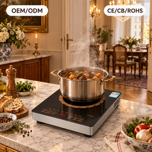 Placa de Inducción de 3000W con Panel de Cristal Sin Pulir, Bajo Nivel de Ruido, 9 Niveles de Potencia, Apagado Automático, <span class=keywords><strong>para</strong></span> Negocios de Catering KI06003 - Product Image 1