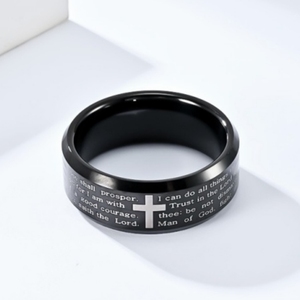 <span class=keywords><strong>Anelli</strong></span> di Fidanzamento alla Moda in Acciaio Inossidabile con Croce per Uomo, Regali Religiosi Cattolici, Preghiera del <span class=keywords><strong>Signore</strong></span> in Inglese, Marca Oriole - Product Image 3