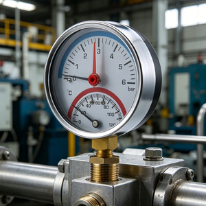 High Quality Low <strong>Price</strong> Bourdon Tube <strong>Thermo</strong>-Manometer Pressure Temperature Gauge with Brass Connector Factory Direct Delivery - Product Image 4