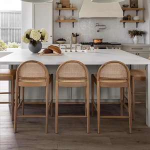 Chaise <span class=keywords><strong>de</strong></span> <span class=keywords><strong>bar</strong></span> en rotin en bois massif <span class=keywords><strong>de</strong></span> la campagne américaine <span class=keywords><strong>Tabouret</strong></span> <span class=keywords><strong>de</strong></span> <span class=keywords><strong>bar</strong></span> <span class=keywords><strong>rétro</strong></span> simple pour la maison Island Cafe High Chair for Use - Product Image 4