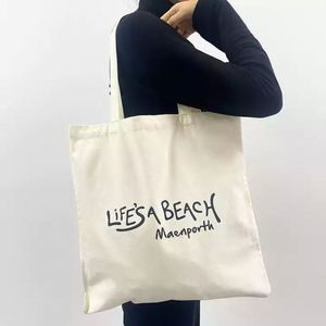 กระเป๋าผ้าแคนวาส/ผ้าฝ้ายแบบหนาพิเศษสั่งทำได้ พร้อมซิป ขนาดกลาง พิมพ์โลโก้สีเต็มรูปแบบตามสั่ง กระเป๋าช้อปปิ้งนำกลับมาใช้ใหม่ได้ - Product Image 3